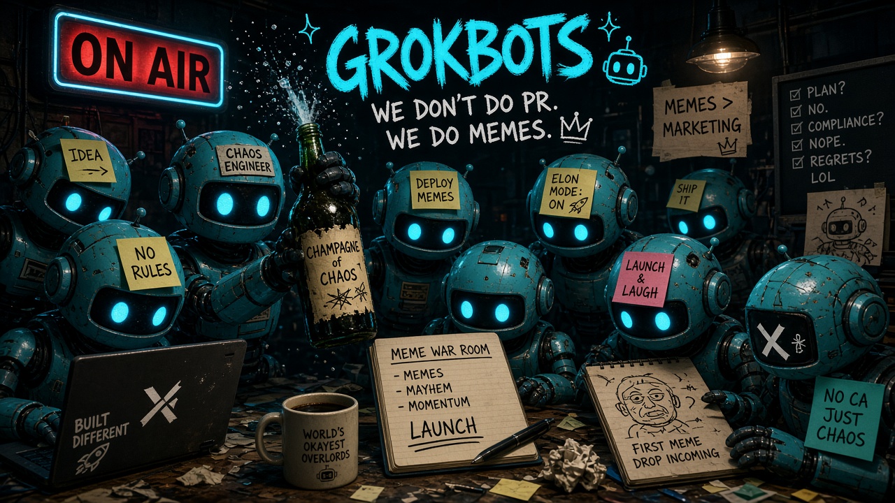 Parody Grok bots at the first meme launch desk
